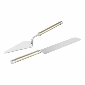 Нож и лопатка стальные для торта серебряные "Перле" REGENT ПЕРЛЕ 00-3946626 Серебро