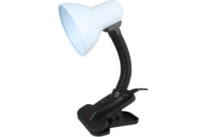 15609002 Настольный светильник с прищепкой, белый 230В, 60Вт, E27, ЛОН UF-320 C01 12361 Ultraflash