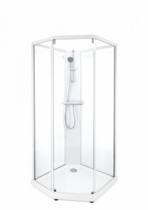 558.931.00.1 IDO Showerama 10-5 900x900 Classic, Душевая кабина IDO Showerama Classic пятиугольная, в сборе, белые профили / прозрачное стекло, 900X900 мм