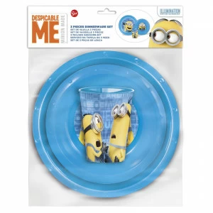 Набор пластиковой посуды "Миньоны. Правила", 3 предмета (тарелка, миска, стакан) STOR МИНЬОНЫ 335862 Голубой