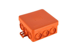 16418580 Огнестойкая коробка JBL085 E110, о/п 85х85х38, 12 выходов, IP55, 6P, цвет оранжевый 43855HF Экопласт