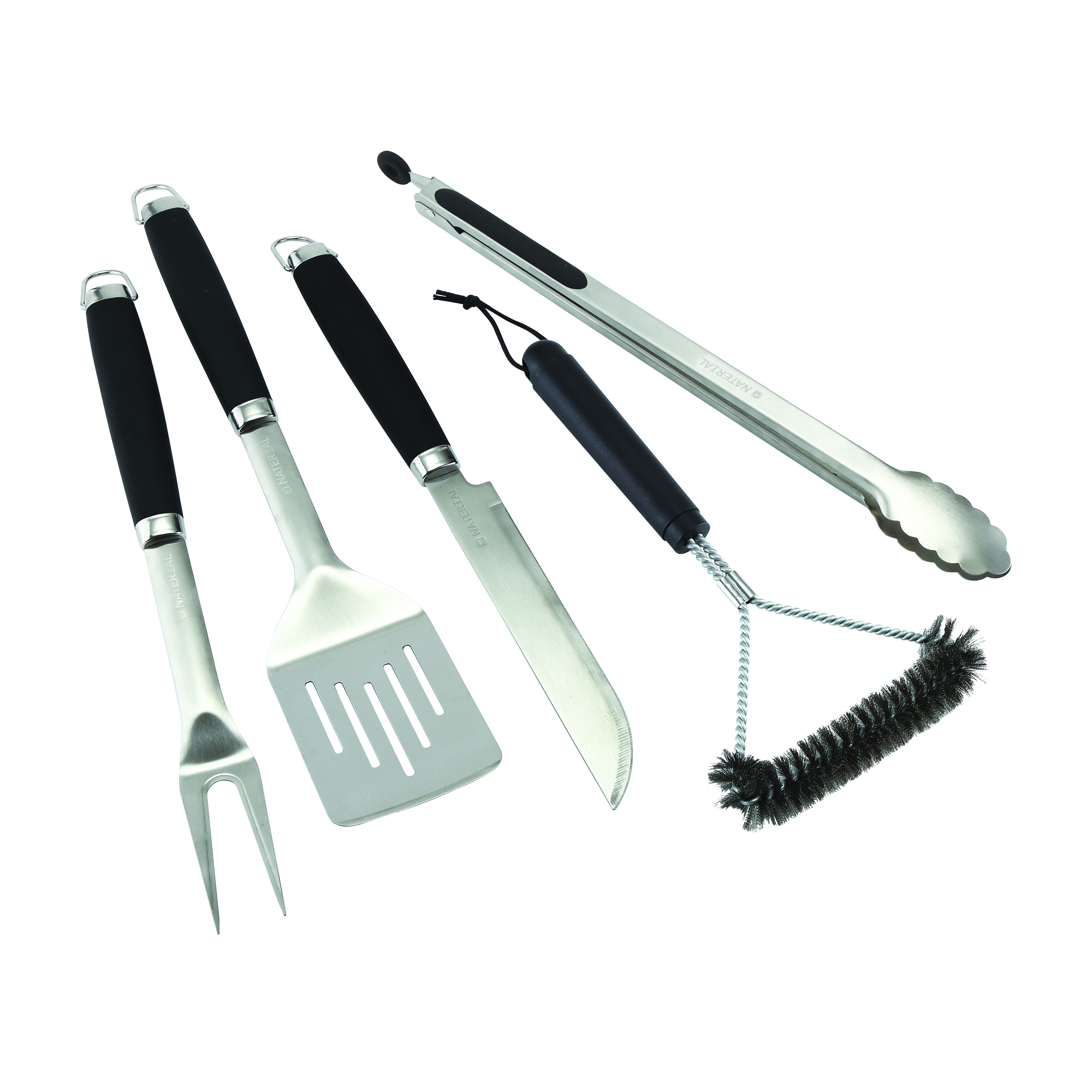 81966327 Набор для барбекю Beta нержавеющая сталь: щипцы, вилка, нож, лопатка, щетка для чистки STLM-0015899 NATERIAL