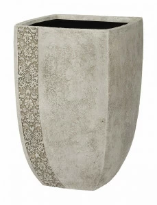 Вазон уличный, искусственный камень, с резным декором 55 см бежевый с патиной "Тулуза" LE-VILLAGE FLORERO 044758 Бежевый