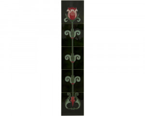 LGC018 Набор из 10 красных / белых тюльпанов на зеленой плитке Сarronheating