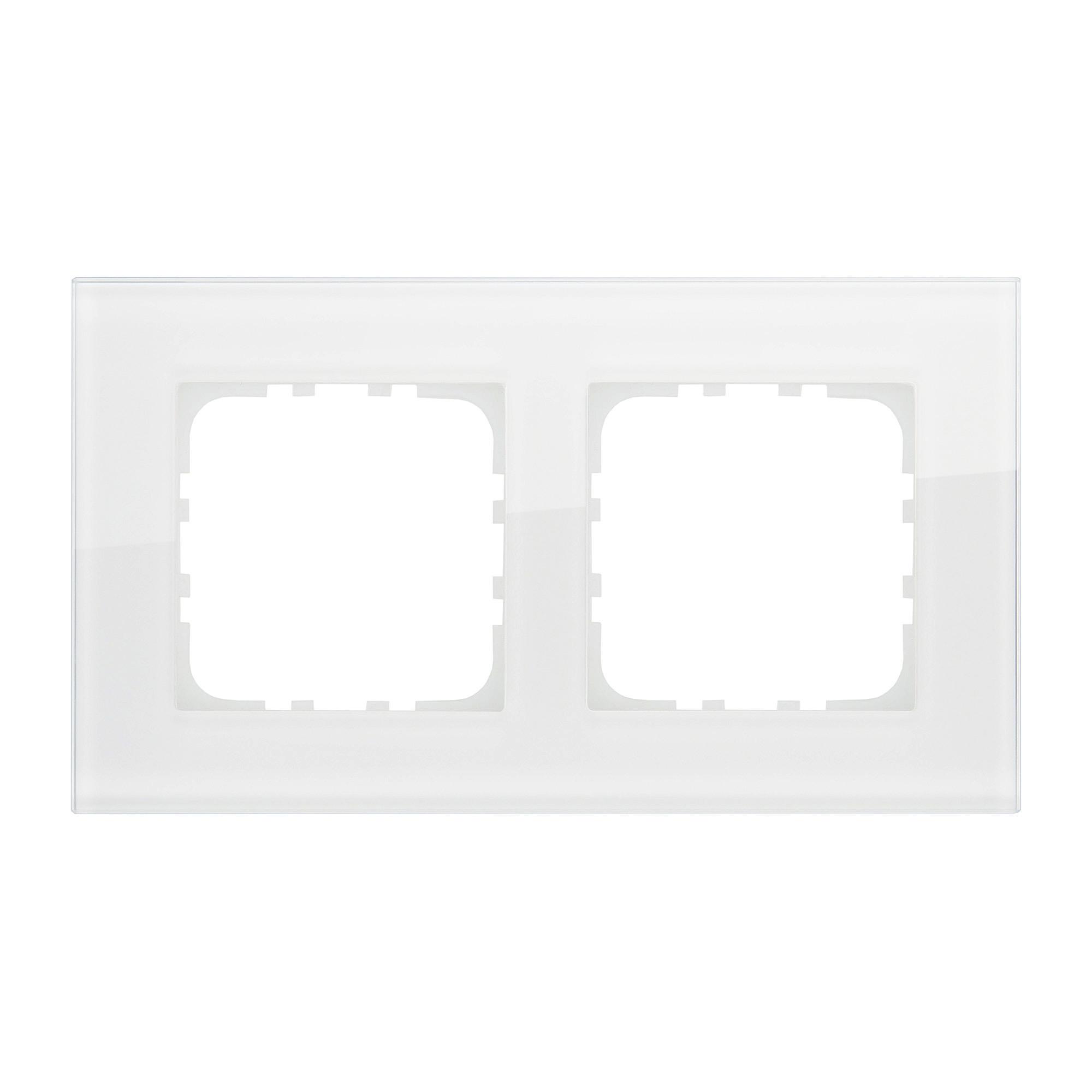 90435012 Рамка для розеток и выключателей LK80 2 поста натуральное стекло цвет белый STLM-0224738 LK STUDIO