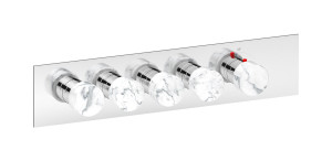 EUA421RSNMR_1 Комплект наружных частей термостата на 4 потребителей - горизонтальная прямоугольная панель с ручками Marmo IB Aqua - 4 потребителя