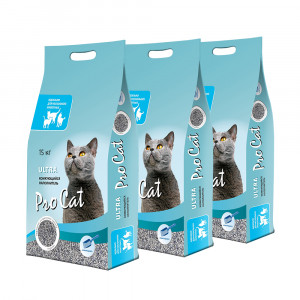 ПР0042309*3 Наполнитель для кошачьего туалета ультра комкующийся 15кг (упаковка - 3 шт) Pro Cat