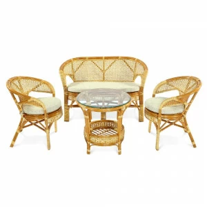 Мебель из ротанга садовая, столик и кресла на 4 персоны "Пеланги-3" ЭКО ДИЗАЙН CLASSIC RATTAN 129481 Бежевый
