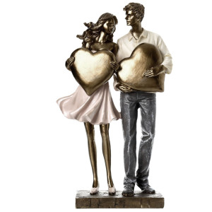 Фигурка сувенирная "Влюблённая пара с сердцами" 25,5х8,5х15 см SIMALAND