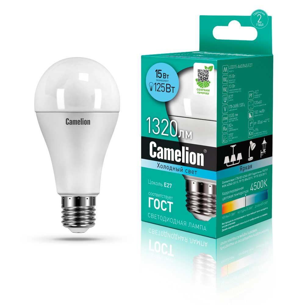 LED15-A60/845/E27 Лампа светодиодная E27 15W 4500K 12186 Camelion