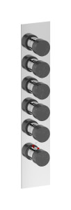 EUA511NPNMR_2 Комплект наружных частей термостата на 5 потребителей - вертикальная прямоугольная панель с ручками Marmo IB Aqua - 5 потребителей