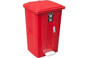 17525820 Прямоугольный мусорный контейнер 48 л с педалью пластик красный 1 ПЛ-BO642r BORA