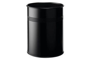 17406138 Металлическая круглая мусорная корзина с декоративным кольцом, 15 литров, черная 330001 Durable