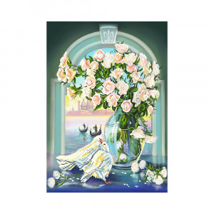 4061 Канва/ткань с рисунком Рисунок на шелке 37 см х 49 см "Романтика Венеции" Матренин посад