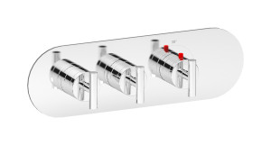 EUA222ISNLM Комплект наружных частей термостата на 2 потребителей - горизонтальная овальная панель с ручками Love Me IB Aqua - 2 потребителя