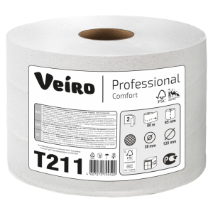 Т211 Veiro Туалетная бумага в рулонах Veiro Professional Comfort ТР210 Q2 12 рулонов по 80 м