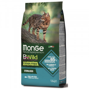 ПР0051909 Корм для кошек BWild Grain Free беззерновой для стерилизованных, тунец с горохом сух. 1,5кг Monge
