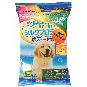 ПР0051183 Шампуневые полотенца для крупных собак для экспресс-купания без воды 15шт Japan Premium Pet