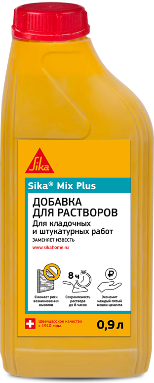 17568487 Пластификатор для растворов Mix Plus, 0.9 л STLM-0008301 SIKA