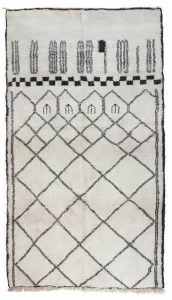 AFOLKI Прямоугольный шерстяной коврик с длинным ворсом и геометрическими мотивами Beni ourain Taa1194be