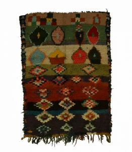 AFOLKI Прямоугольный шерстяной коврик с длинным ворсом и узором Boucherouite Taa1018be