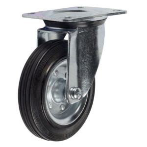 90669303 Промышленное усиленное колесо SRC 80 поворотное без тормоза с площадкой Ø200 мм 220 кг резина STLM-0331292 А5