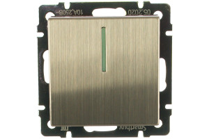 16052461 Проходной выключатель 1-клавишный с индикатором 10А серый никель SBE-05gn-10-SW12-1 Smartbuy Нептун