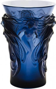 10563533 Lalique Ваза Fantasia синяя Хрусталь