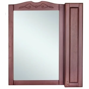Зеркальный шкаф Классик 85 см со светильником, цвет орех антикварный, бронзовая лицевая фурнитура Белый