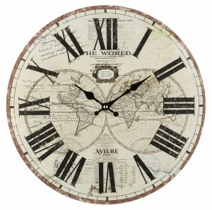 Часы настенные деревянные 35 см бежевые с коричневым Aviere AVIERE  00-3872821 Бежевый;коричневый