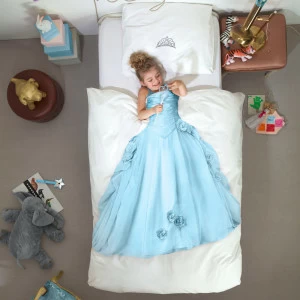 Детское постельное белье односпальное "Принцесса" снежно-голубое 150х200 см SNURK  335397 Белый;голубой