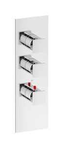 EUA211CFNRU Комплект наружных частей термостата на 2 потребителей - вертикальная прямоугольная панель с ручками Rubacuori IB Aqua - 2 потребителя