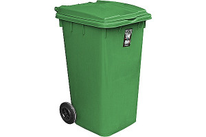 17526234 Прямоугольный мусорный бак 240 л на колесах пластик зеленый 1/3 ПЛ-BO994 BORA