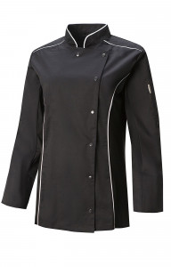 67681 Китель поварской женский цвет black (черный) RICON  Одежда для поваров  размер 44 (S)