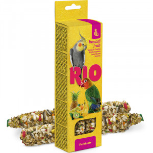 ПР0039980 Лакомство для птиц Палочки для средних попугаев с тропическими фруктами 2х75г RIO