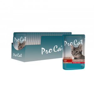 ПР0042313*24 Корм для кошек говядина конс. пауч 100г (упаковка - 24 шт) Pro Cat