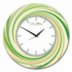 Часы настенные зеленые стеклянные "Зеленый калейдоскоп" ДИНАСТИЯ  00-3967057 Зеленый
