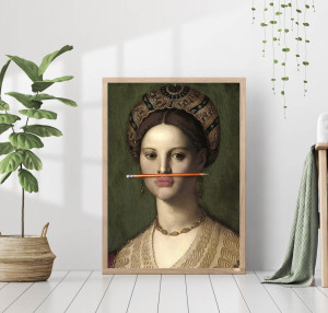 90814248 Постер 28 картин "Портрет девушки с карандашом аньоло бронзино" 40x50 см в подарочном тубусе STLM-0394678 Santreyd