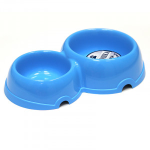 ПР0037541 Миска для животных двойная пластиковая голубая 150\250мл ХОРОШКА
