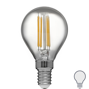 Лампа светодиодная LEDF E14 220-240 В 6 Вт шар малый прозрачная 600 лм нейтральный белый свет VOLPE