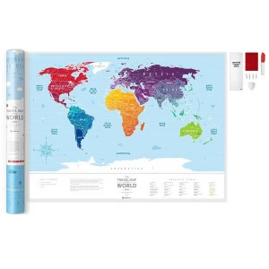 Карта голубая Travel Map Silver World 1DEA.ME ДИЗАЙНЕРСКИЕ 00-3880592 Голубой