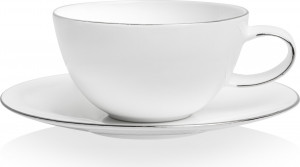 10640232 Mix&Match Чашка чайная с блюдцем Mix&Match Синергия. Платиновый кант 250мл, фарфор Фарфор костяной