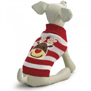 ПР0056188 Свитер для собак Оленёнок M, красно-белый, размер 30см TRIOL