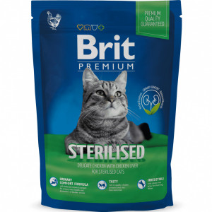 ПР0044742 Корм для кошек Premium Cat Sterilised для кастрированных котов, курица, куриная печень сух.300г Brit