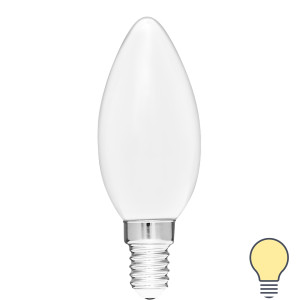 Лампа светодиодная LEDF E14 220-240 В 5 Вт свеча матовая 470 лм теплый белый свет VOLPE