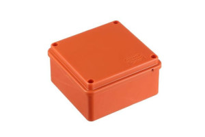 16418751 Огнестойкая коробка JBS100 E110, о/п 100х100х55, с гладкими стенками, IP56, 4P, оранжевый 42347HF Экопласт