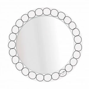 Зеркало круглое с черным принтом диаметр 44 см Corso Como BONESSI НАСТЕННЫЕ 132413 Зеркальный