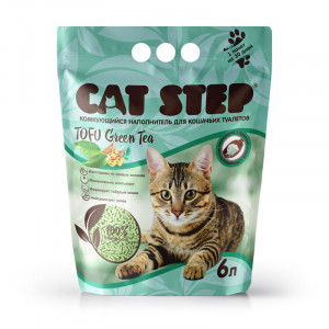 ПР0059135 Наполнитель для кошачьего туалета Tofu Green Tea комкующийся растительный 6л CAT STEP