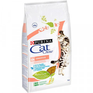ПР0034187 Корм для кошек с чувствительным пищеварением, домашняя птица с лососем, сух. 15 кг Cat Chow