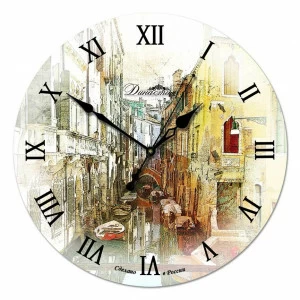 Часы настенные деревянные бежевые "Улица в Венеции" ДИНАСТИЯ  00-3967095 Бежевый